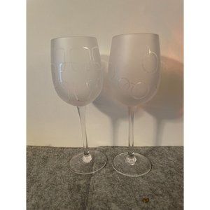 Set of 2 Mikasa Frosted Contemporary Design Wine Glasses  #1266